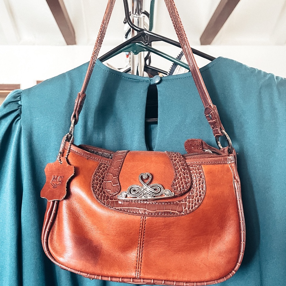 VTG M.C. Marc Chantal Handbag Brown Leather Shoulder Purse Plus Free Wallet